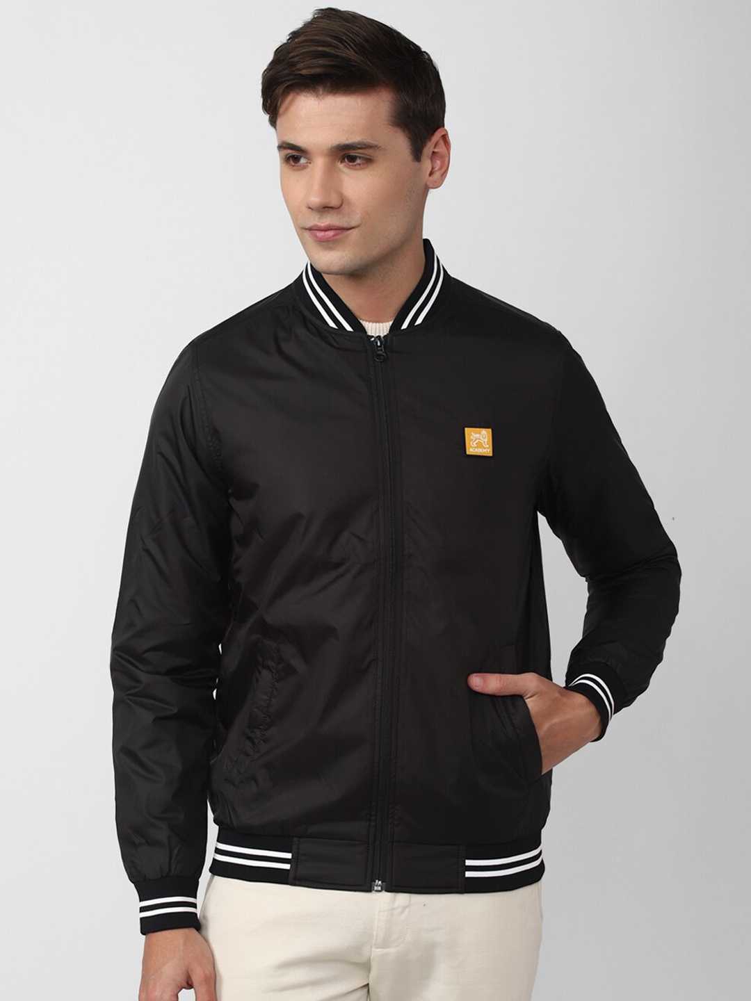 

Van Heusen ACADEMY Men Black Bomber Jacket