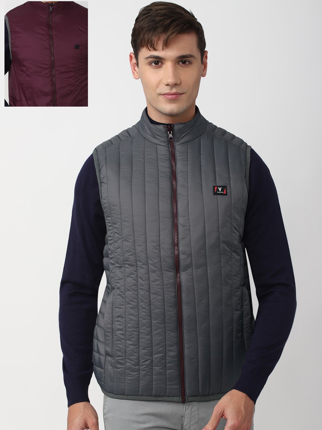 

Van Heusen Sport Men Purple Checked Reversible Padded Jacket