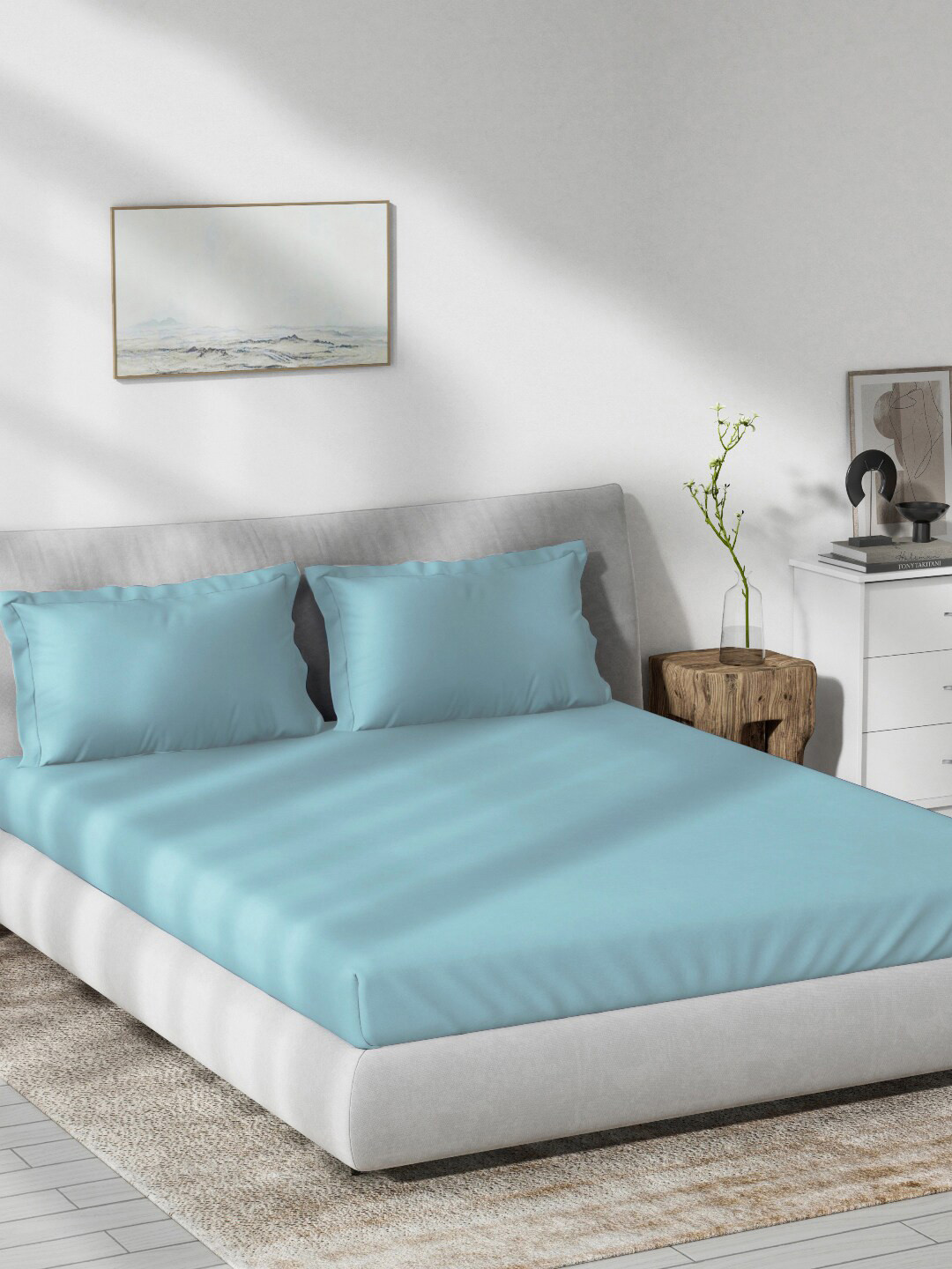 

DDecor 180 TC Cotton King Bedsheet with 2 Pillow Covers, Blue