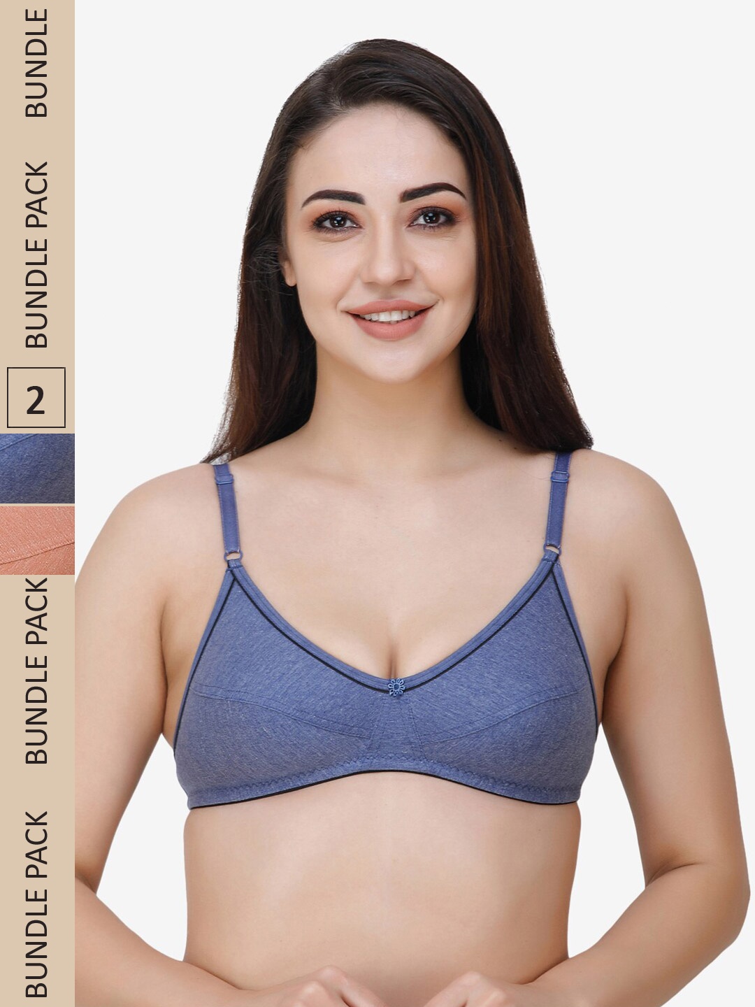 

Docare Pack Of 2 Non Padded Cotton Everyday Bra, Blue