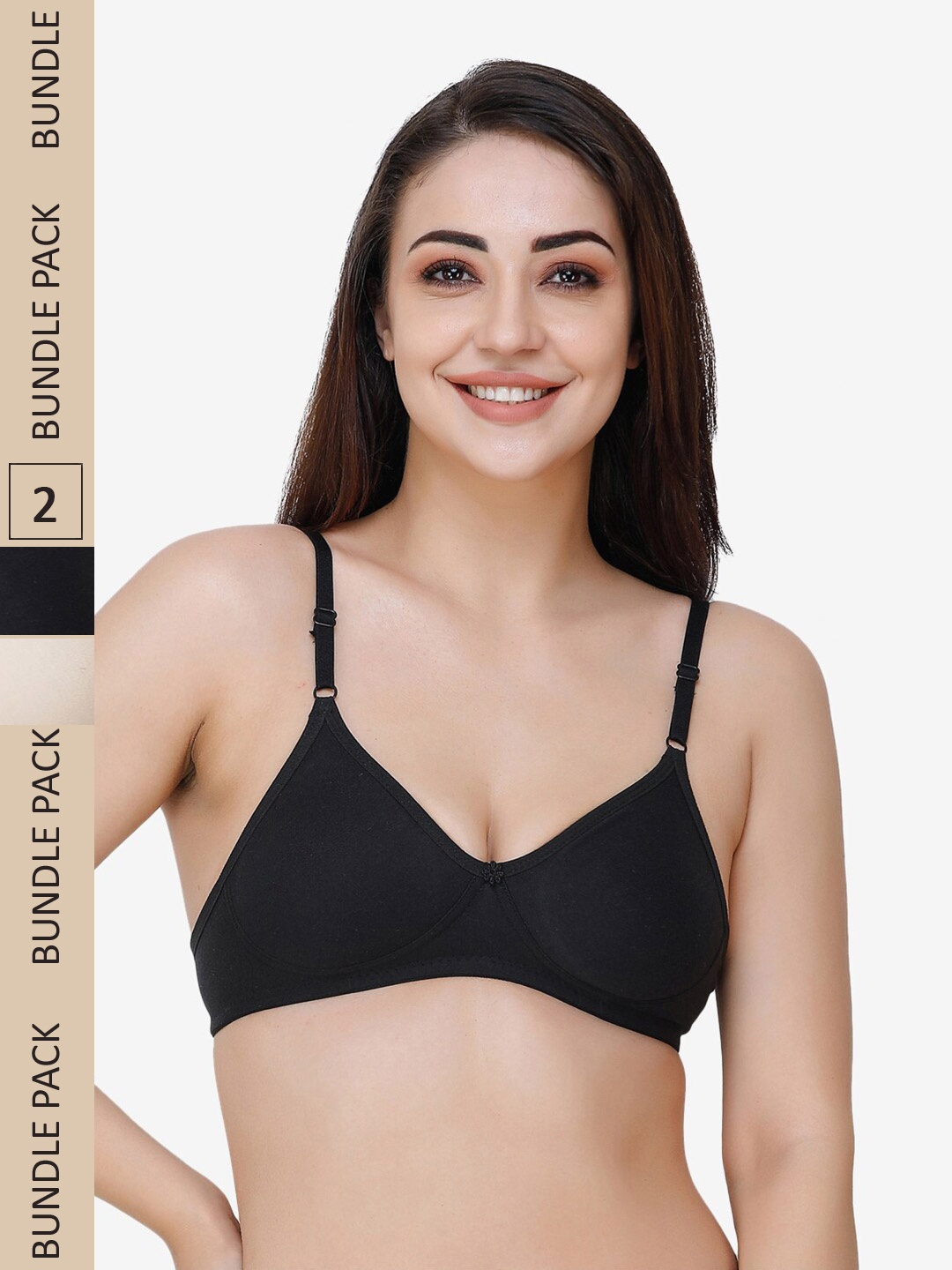 

Docare Pack Of 2 Non Padded Cotton All Day Comfort T-shirt Bra, Black