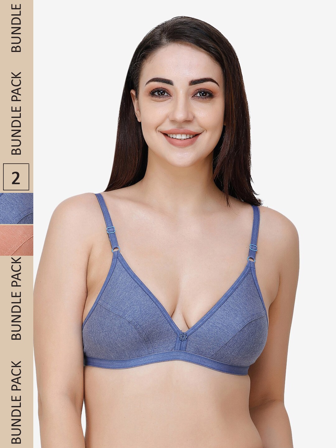 

Docare Pack Of 2 Non Padded Cotton All Day Comfort Everyday Bra, Blue