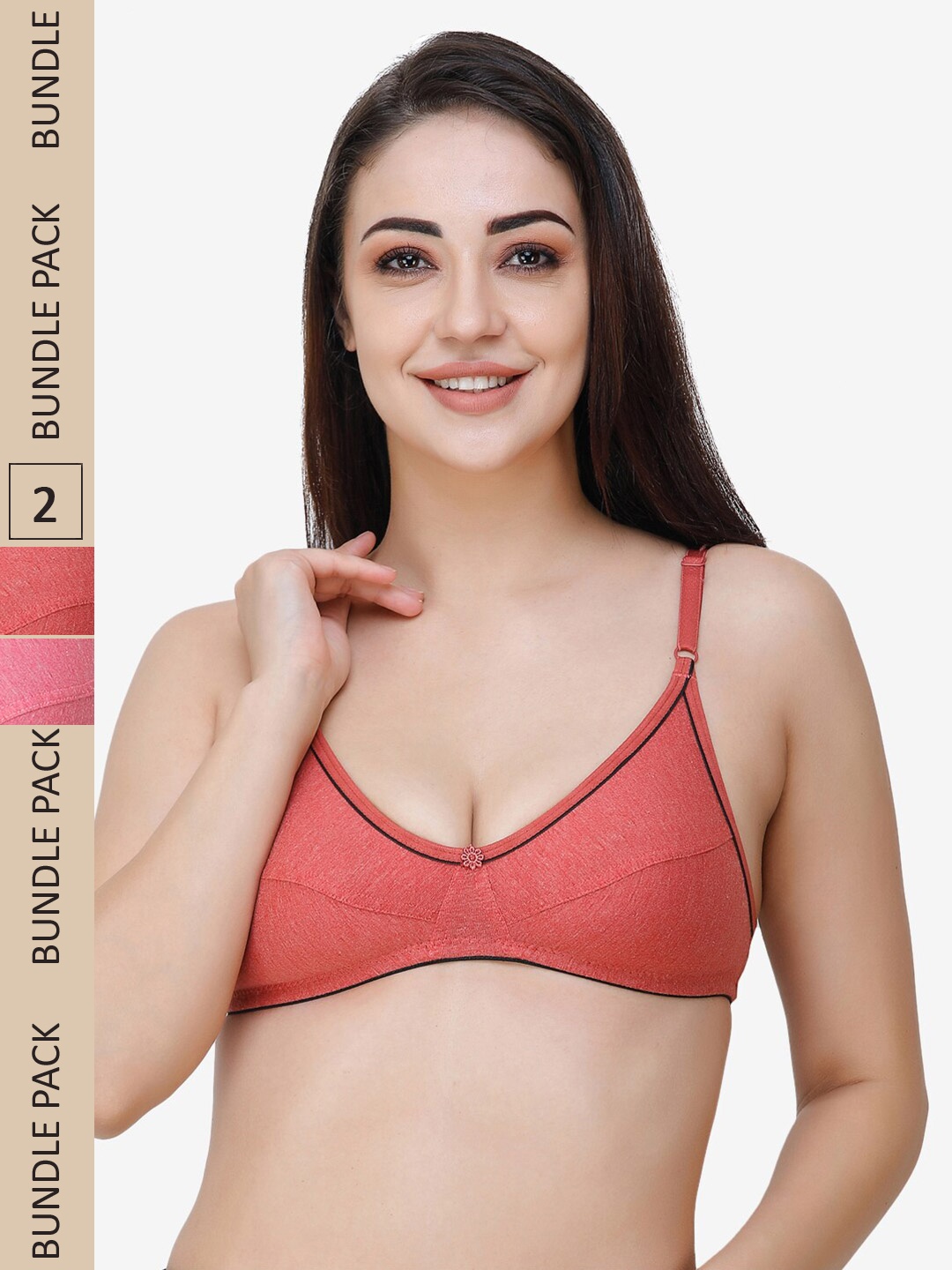 

Docare Pack Of 2 Non Padded Cotton All Day Comfort Everyday Bra, Pink