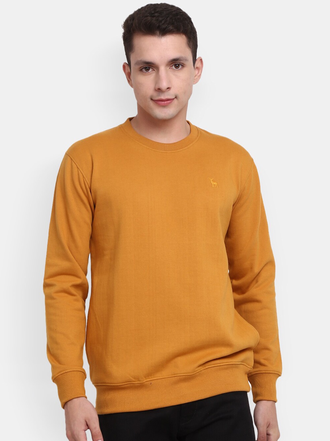 

V-Mart Men Round Neck Pullover Sweatshirt, Mustard