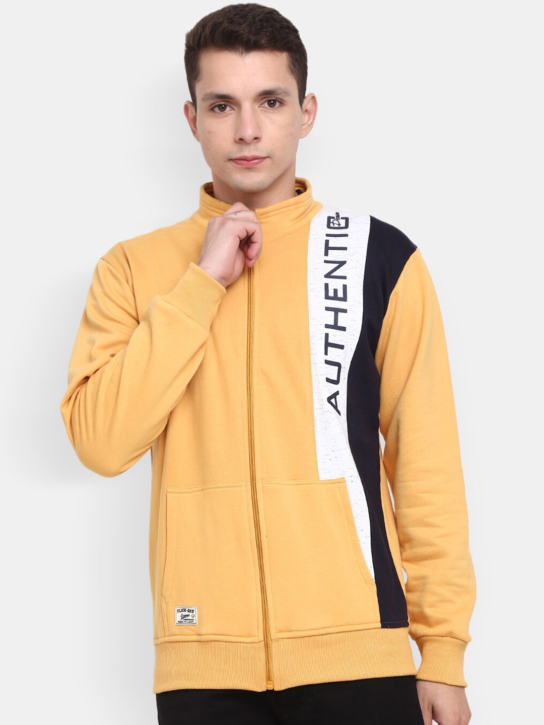 

V-Mart Men Colourblocked Printed Sweatshirt, Yellow