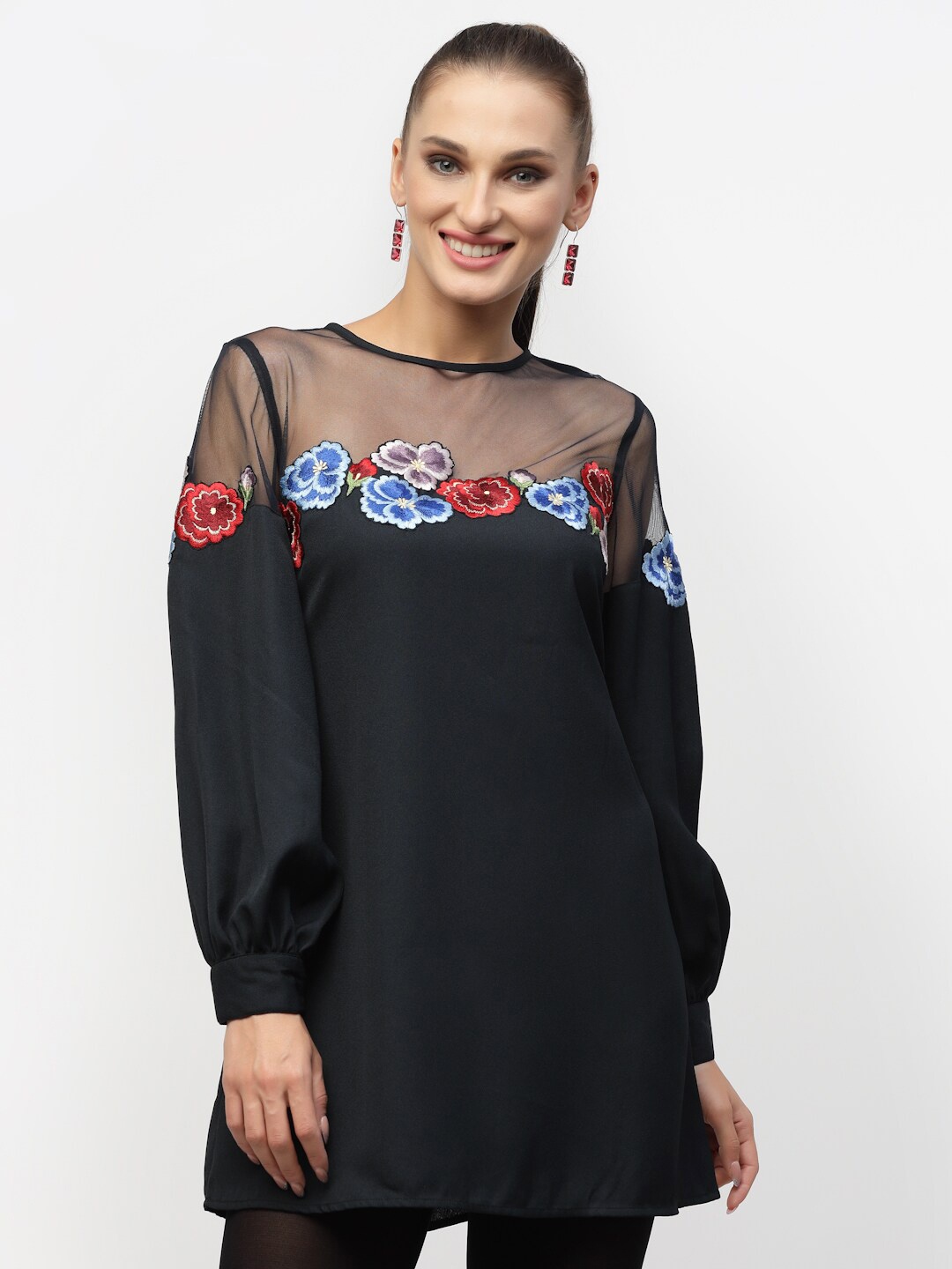 

BLANC9 Embroidered Long Sleeves Tunic, Blue