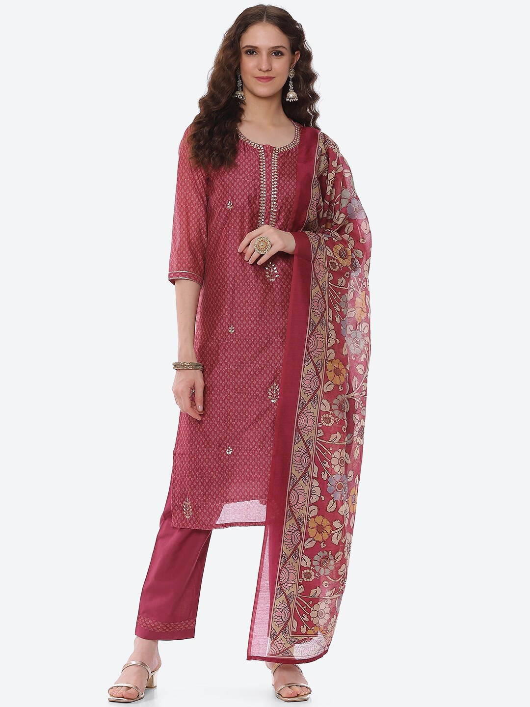 

Meena Bazaar Women Ethnic Motifs Printed Kurta with Trousers & With Dupatta, Pink