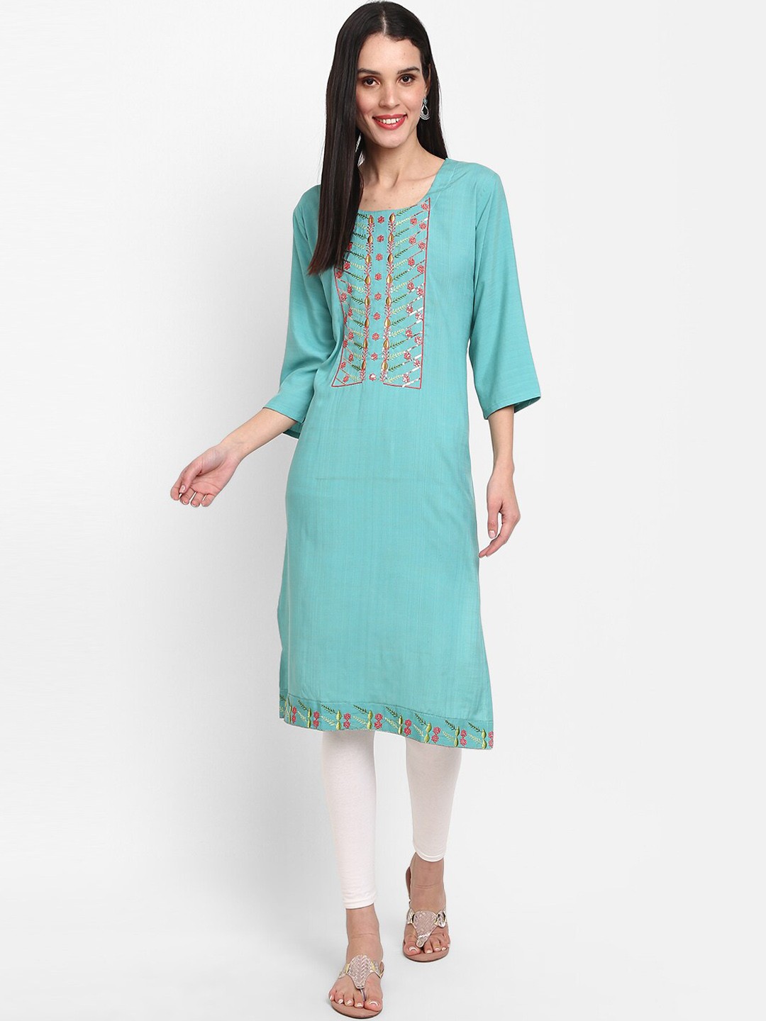 

V-Mart Ethnic Motifs Thread Work Kurta, Blue