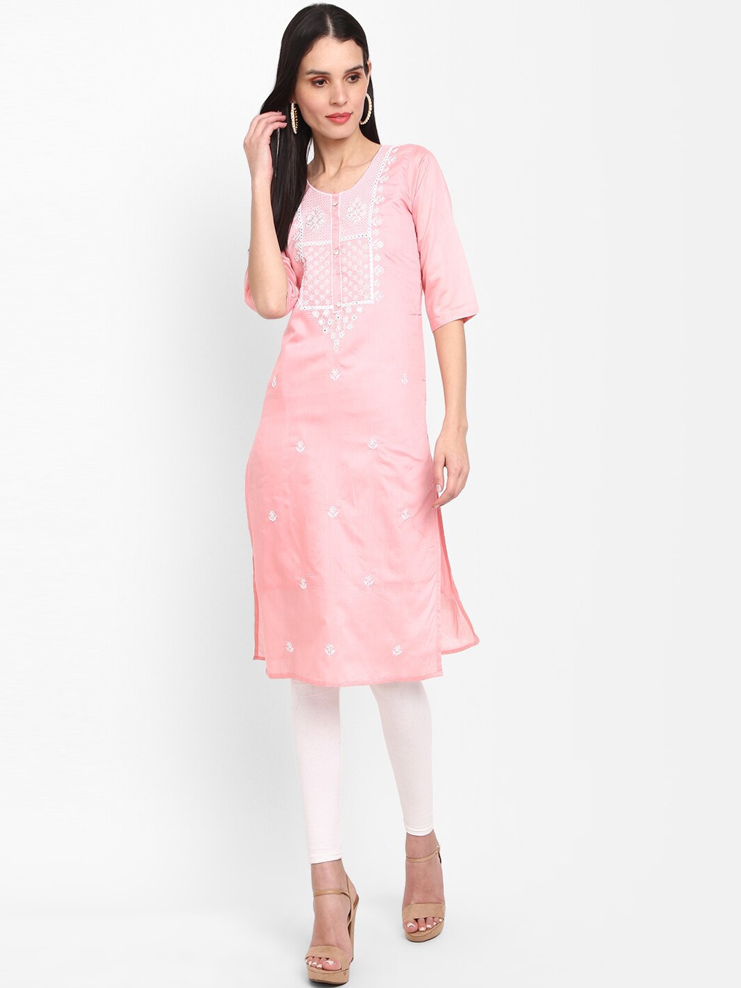 

V-Mart Ethnic Motifs Embroidered Kurta, Pink