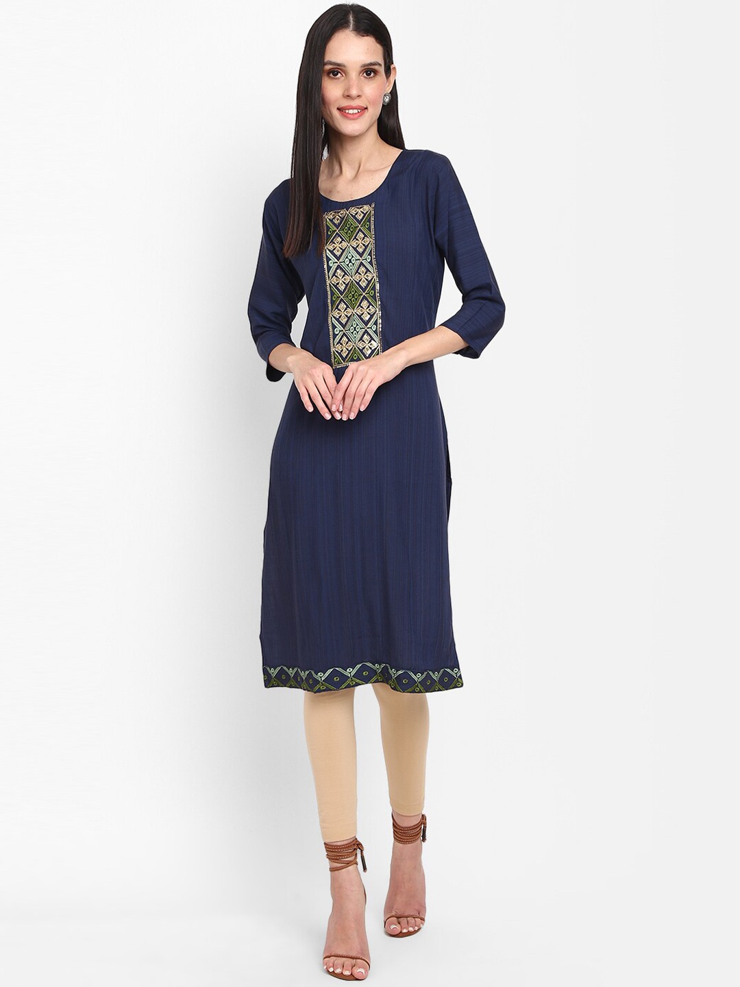 

V-Mart Ethnic Motifs Kurta, Navy blue