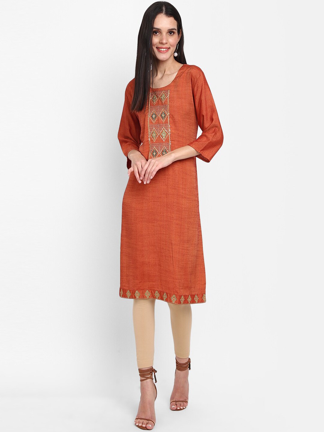 

V-Mart Women Sequinned Kurta, Orange