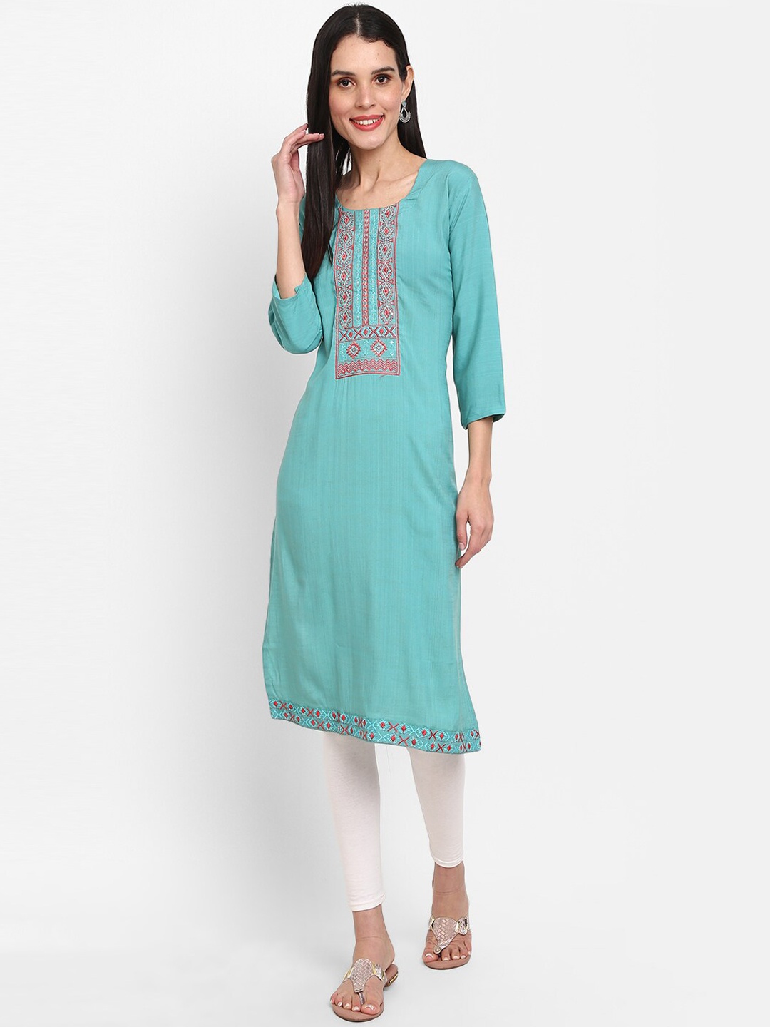 

V-Mart Embroidered Thread Work Kurta, Blue