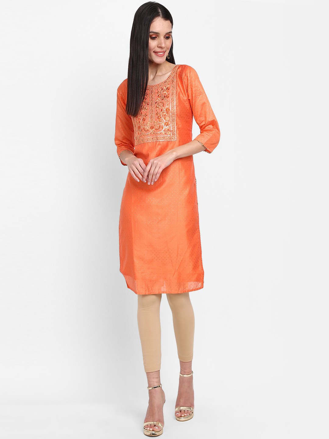 

V-Mart Women Yoke Design Kurta, Orange
