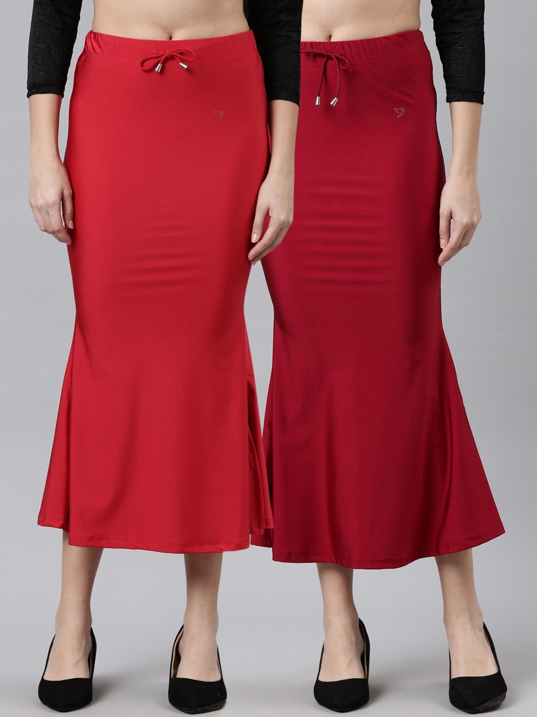 

TWIN BIRDS Women Pack Of 2 High Rise Stretchable Shimmer Saree Shape Wear, Red