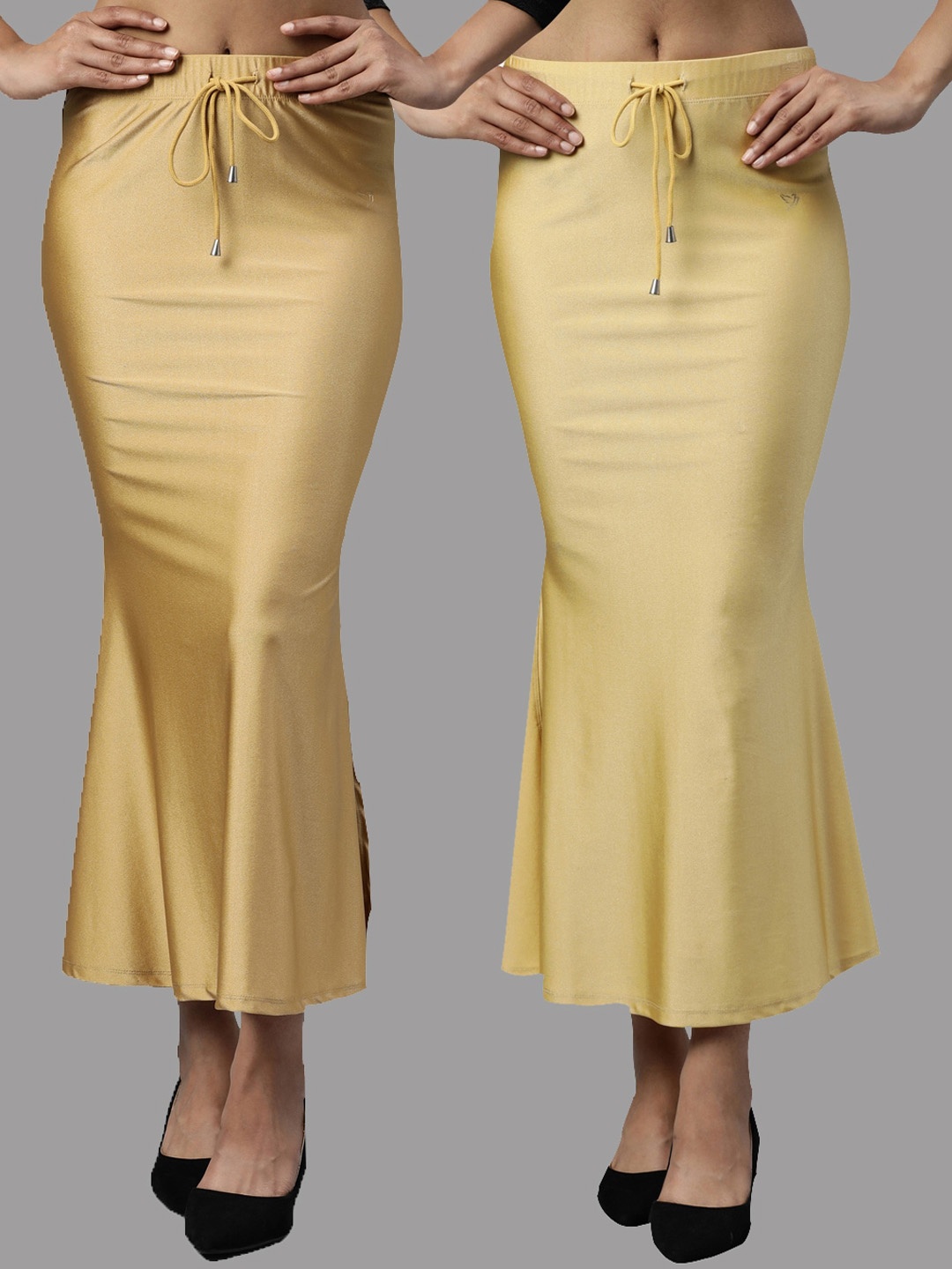 

TWIN BIRDS Women pack of 2 High Rise Stretchable Shimmer Saree Shape Wear, Gold