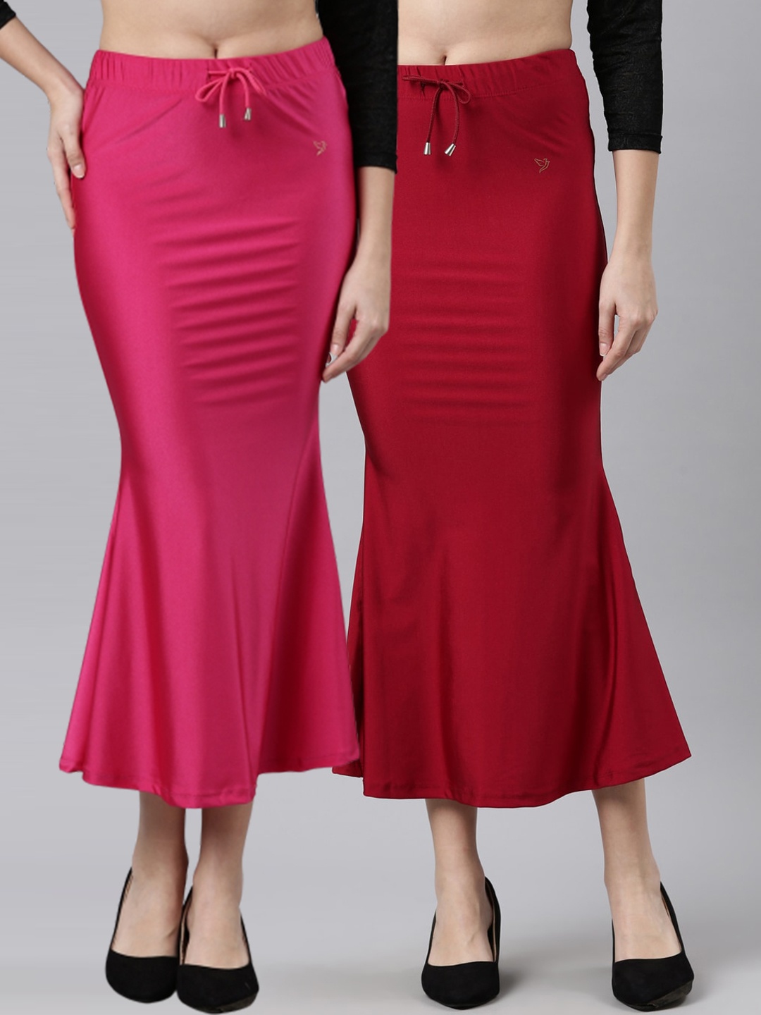 

TWIN BIRDS Women Pack of 2 High Rise Stretchable Shimmer Saree Shape Wear, Pink