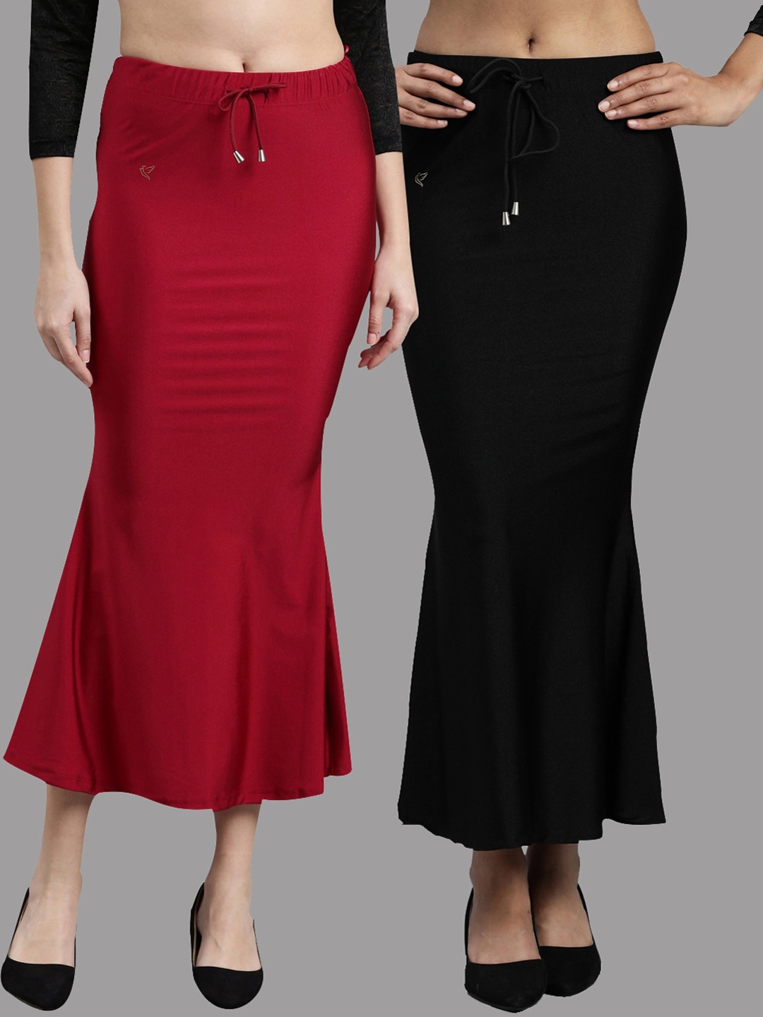 

TWIN BIRDS Women Pack Of 2 High Rise Stretchable Shimmer Saree Shape Wear, Black