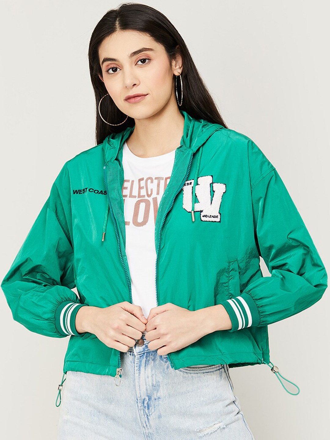 

Ginger by Lifestyle Women Lightweight Bomber with Patchwork Jacket, Green