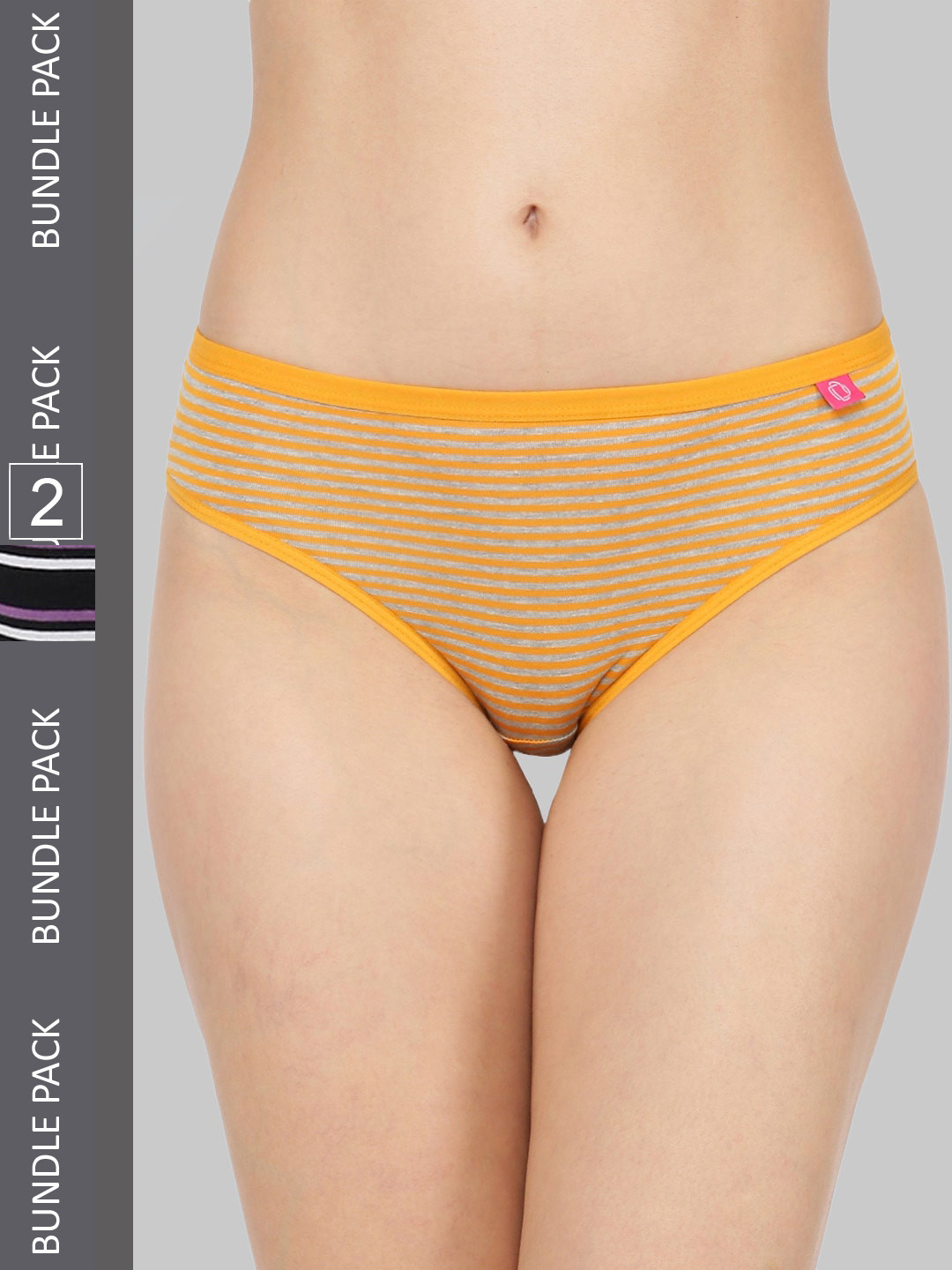 

Dollar Missy Pack of 2 Striped Inner Elasticated Hipster Panty, Assorted