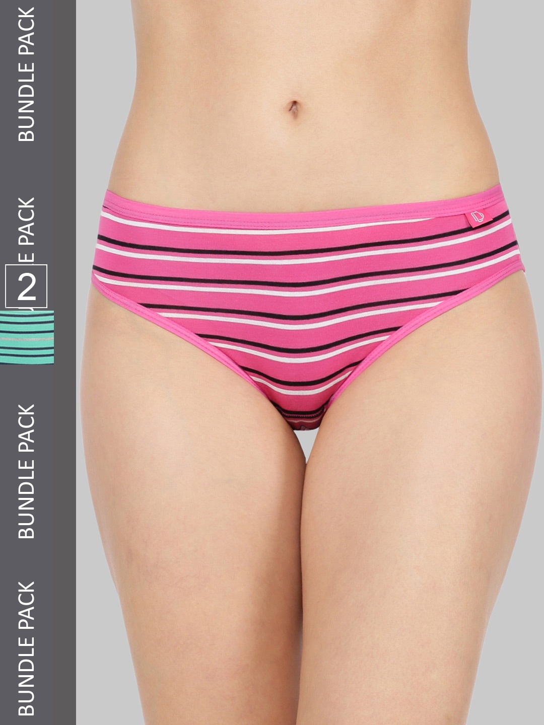 

Dollar Missy Pack of 2 Women Striped Inner Elasticated Hipster Panty MMBB-131T-R3-LY3-PO2, Assorted