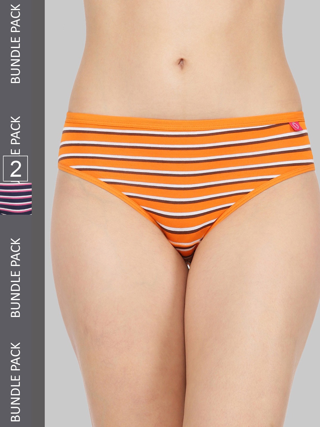 

Dollar Missy Pack of 2 Combed Cotton with Spandex Striped Hipster Briefs, Assorted