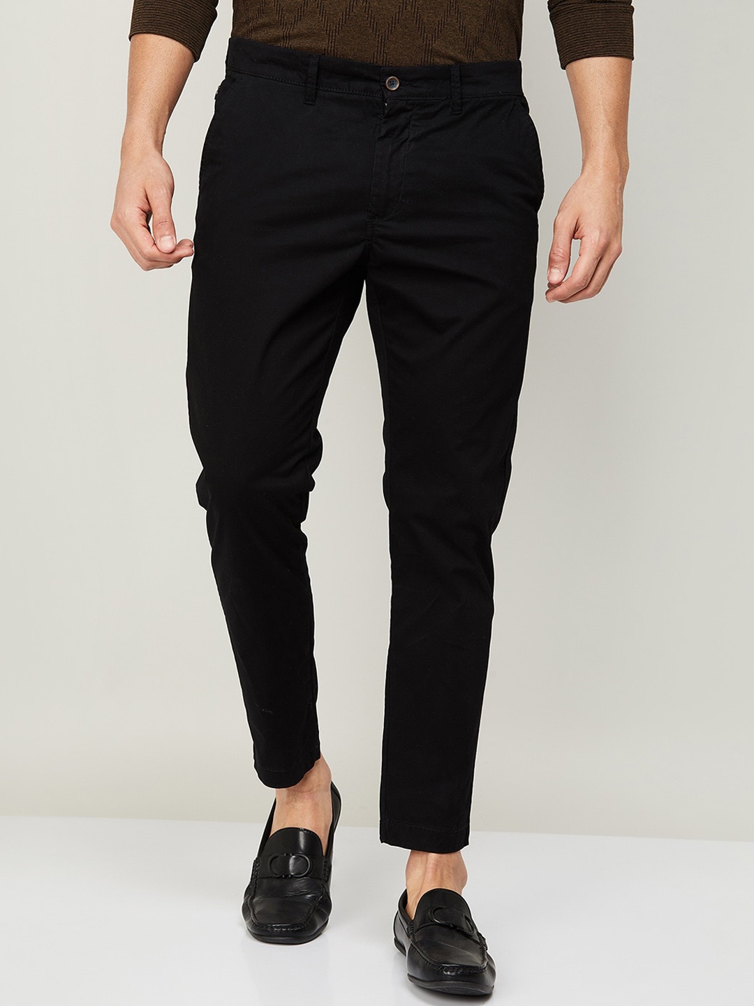 

CODE by Lifestyle Men Tapered Fit Chinos Trousers, Black