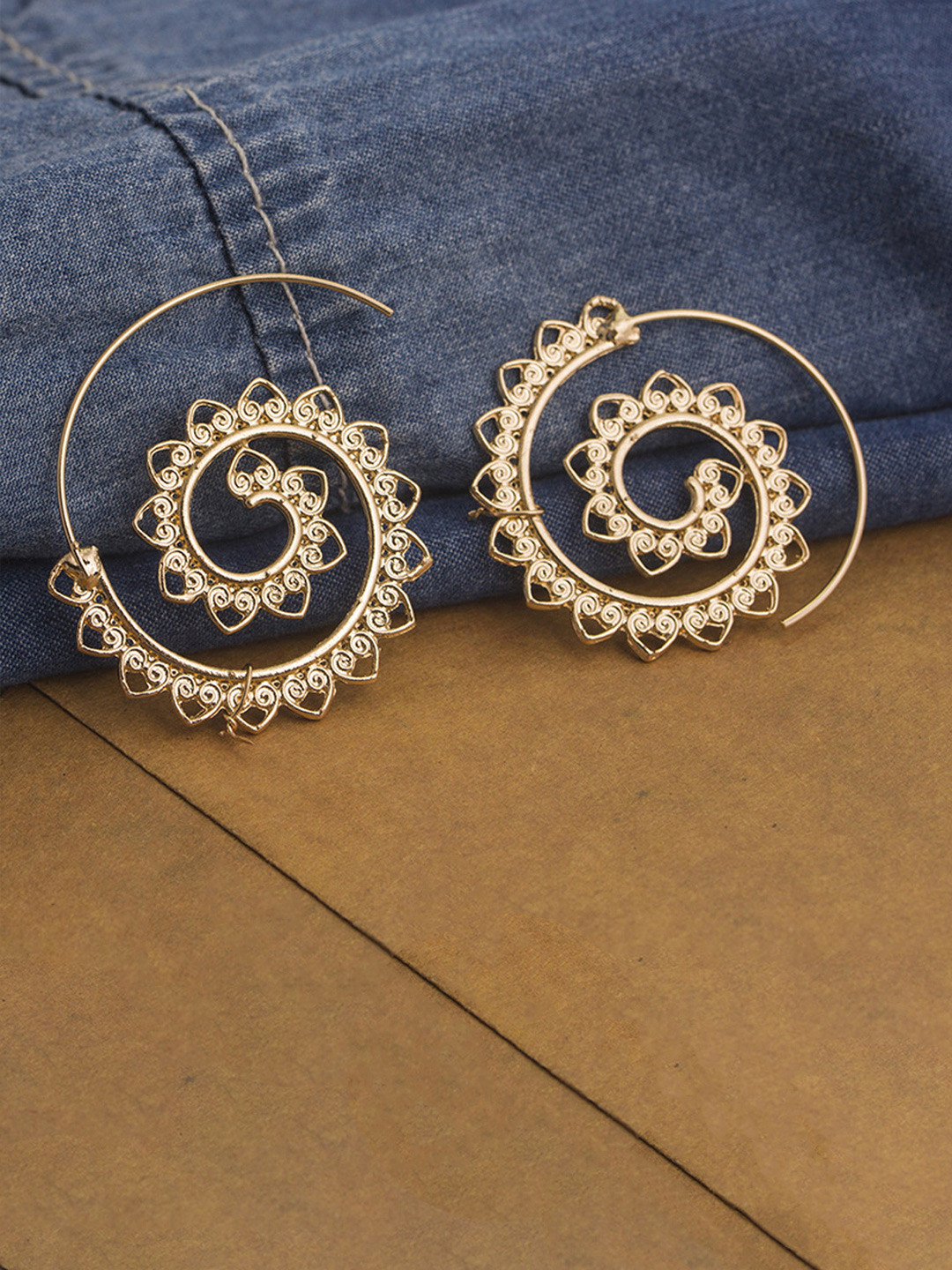

Jewels Galaxy Gold-Toned Gold Plated Contemporary Drop Earrings