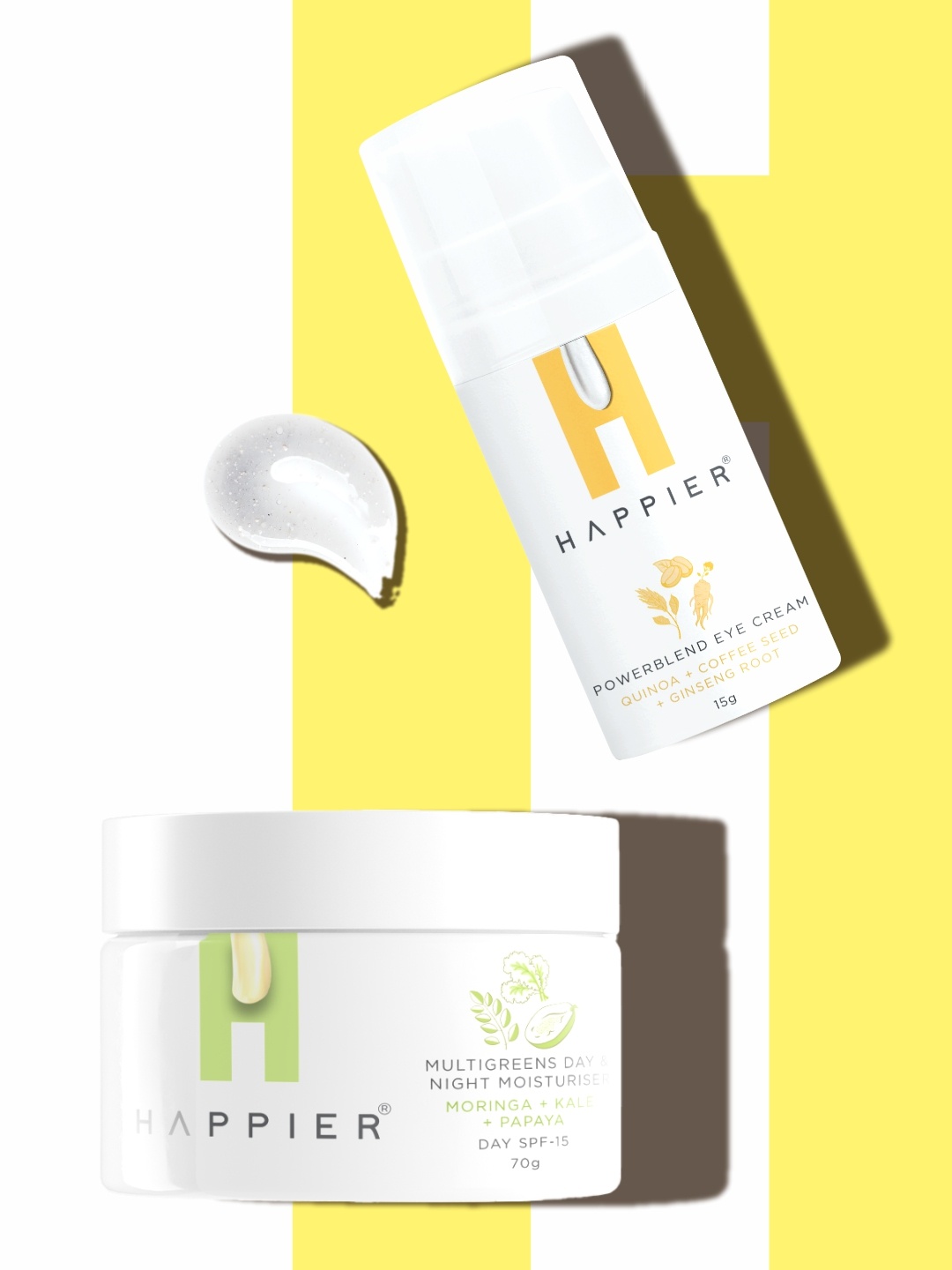 

Happier Set of 2 Powerblend Eye Cream & Multigreens Day Night SPF 15 Moisturiser, White