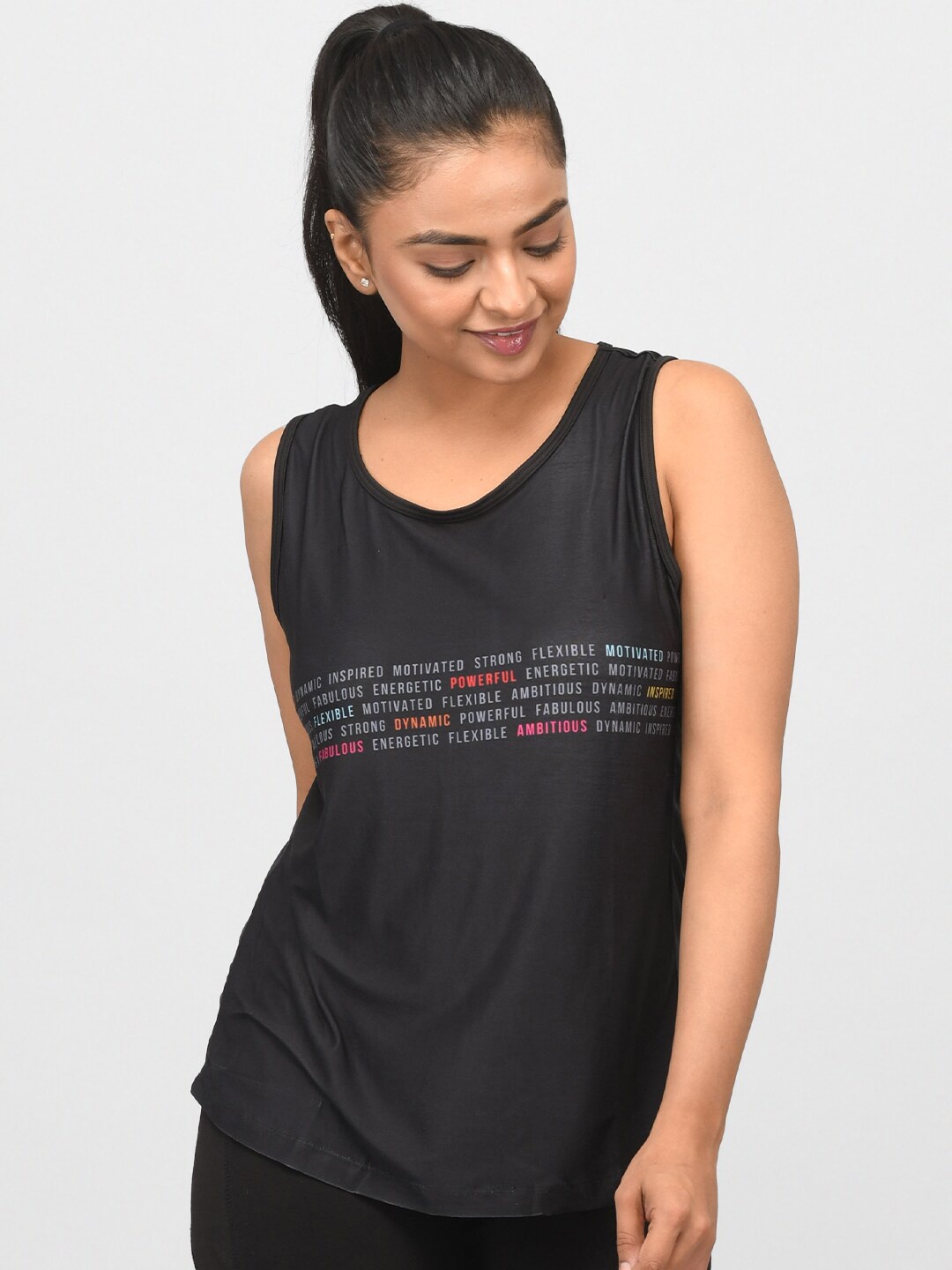 

Athlizur Women Typography Printed Regular Fit T-shirt, Black