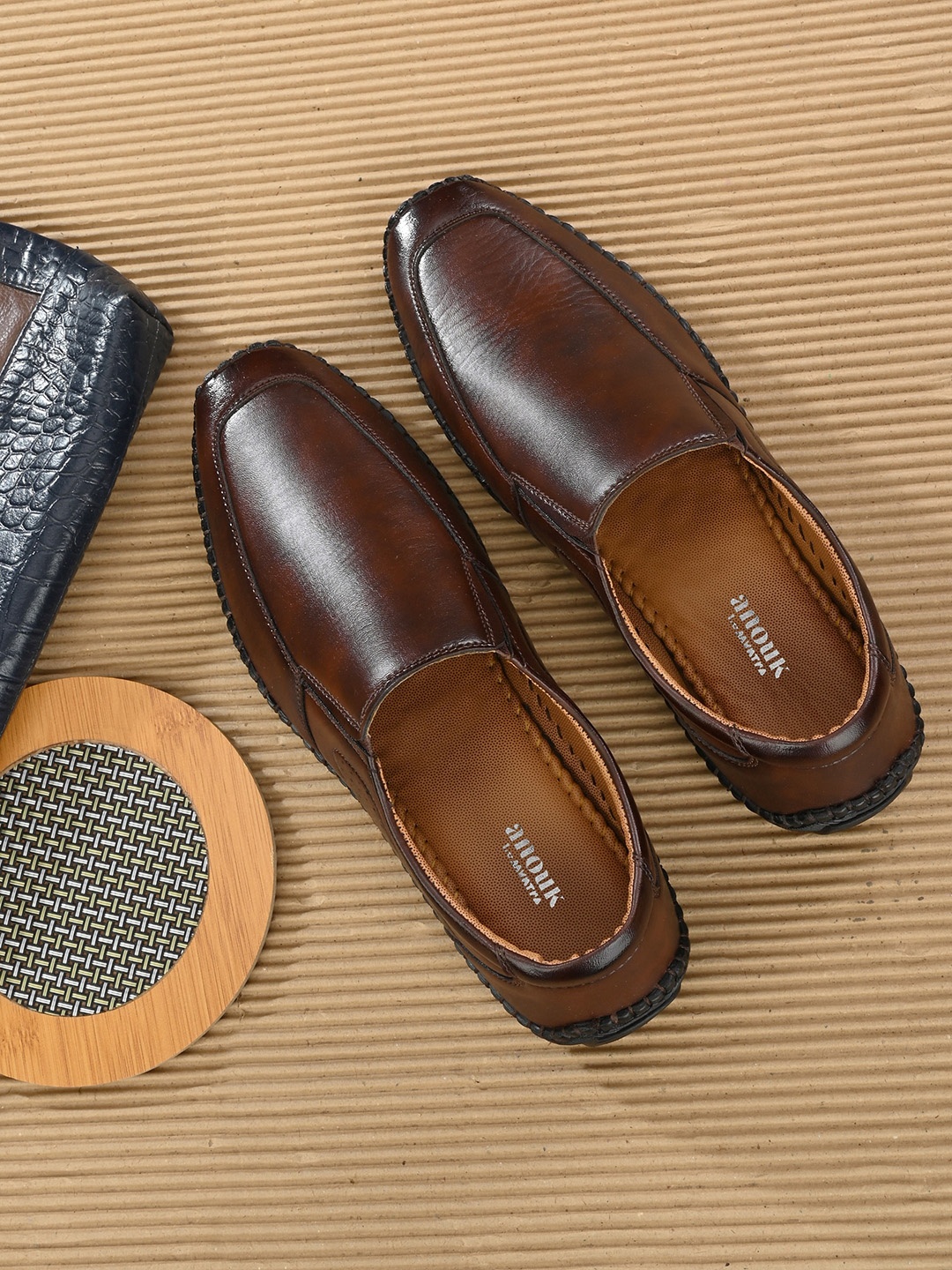 

Anouk Men Perforations Slip-On Sneakers, Brown