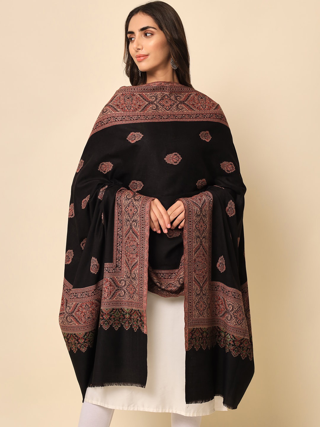 

HERE&NOW Women Woven Design Shawl, Black