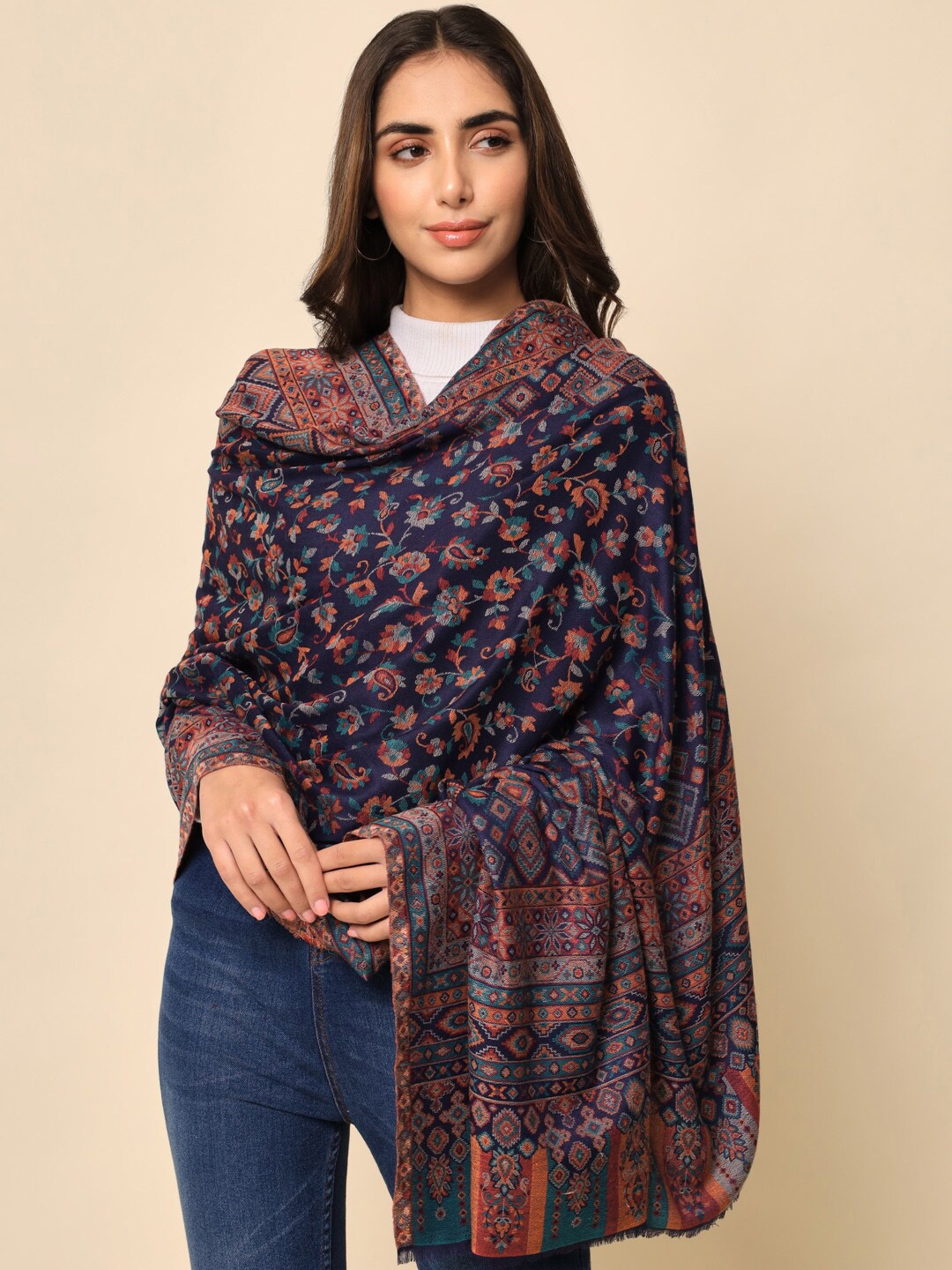 

HERE&NOW Women Blue Woven Design Shawl
