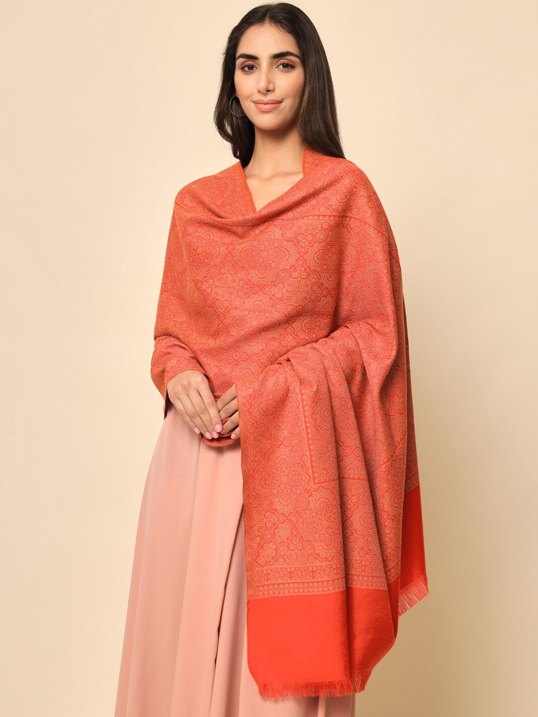 

HERE&NOW Women Red Woven-Design Shawl
