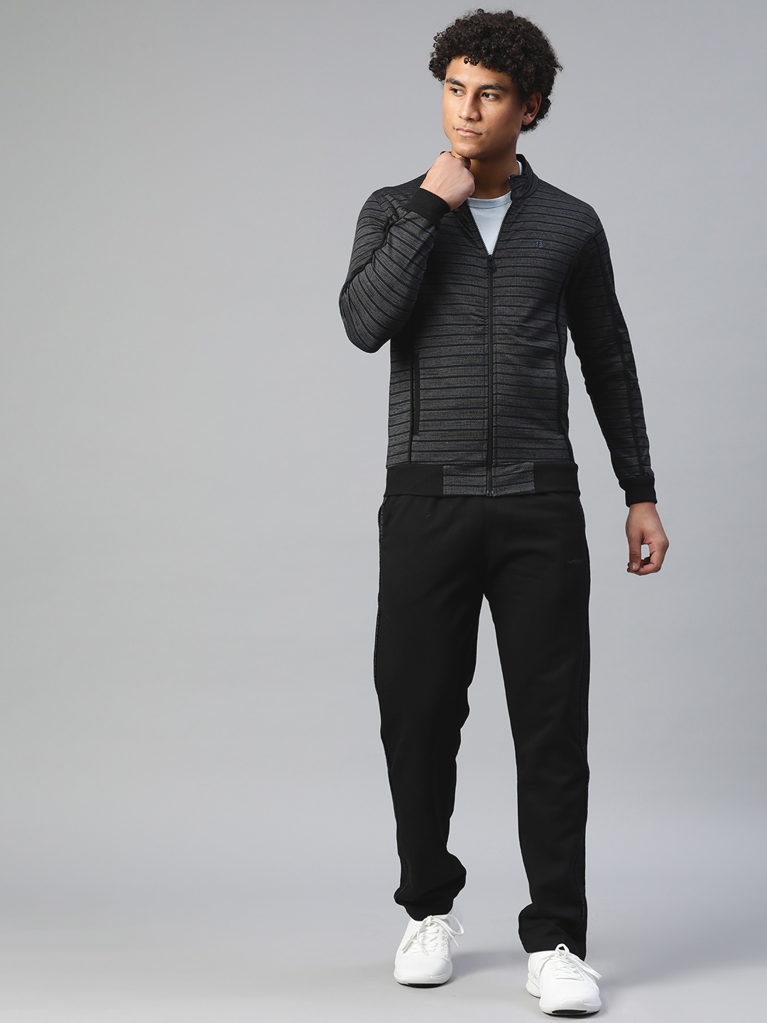 

Pierre Carlo Men Striped Tracksuit, Charcoal