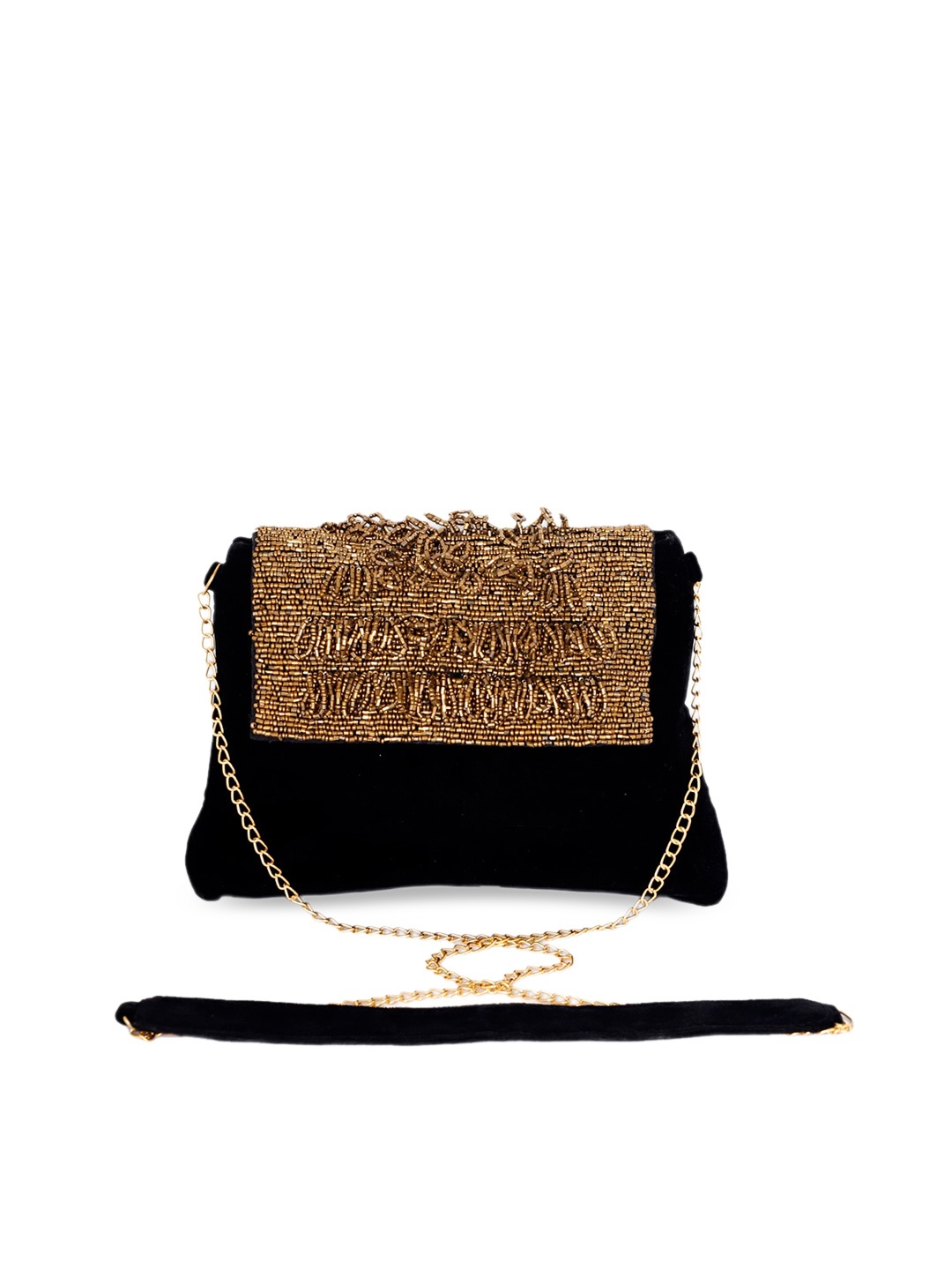 

REZZY Women Embellished Structured Sling Bag, Black