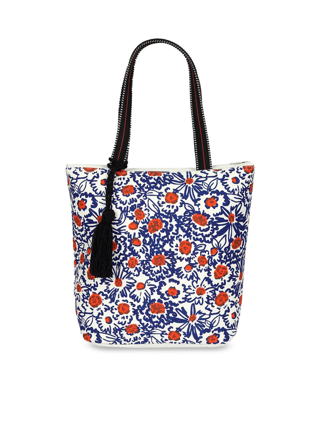 

REZZY Floral Printed Canvas Oversized Tote Bag Handbags, White