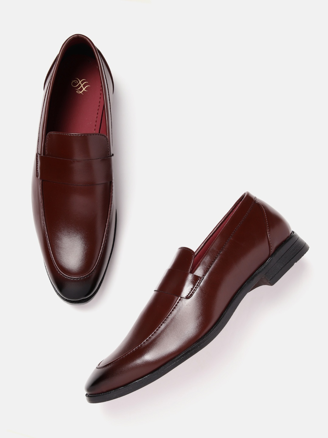 

House of Pataudi Men Handcrafted Formal Slip-Ons, Burgundy