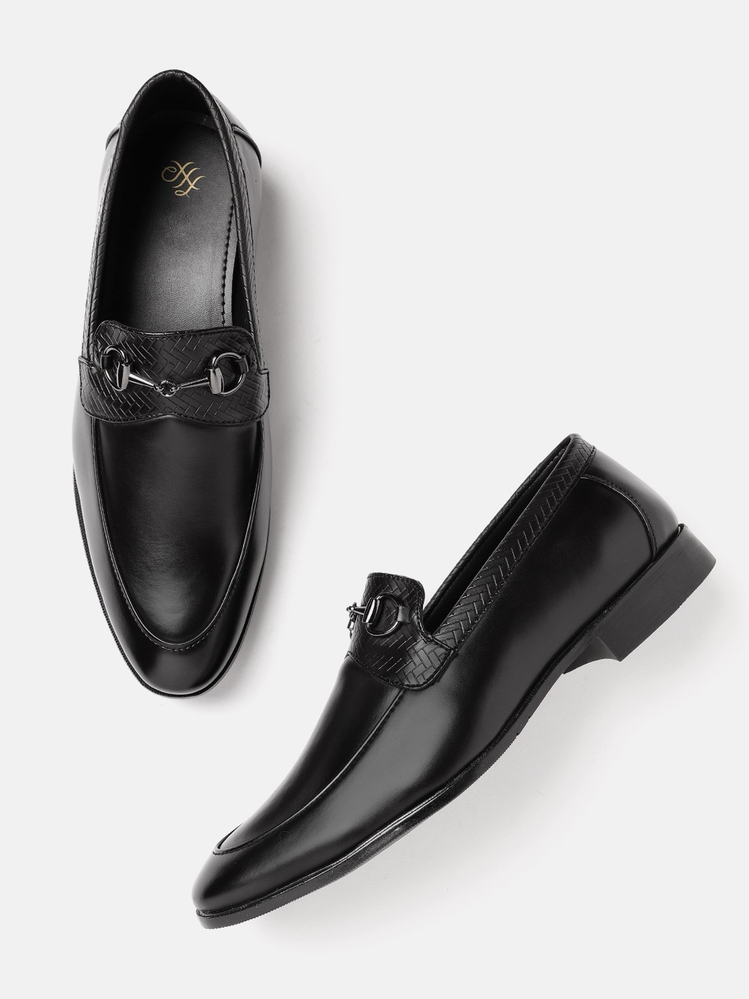 

House of Pataudi Men Handcrafted Formal Loafers, Black
