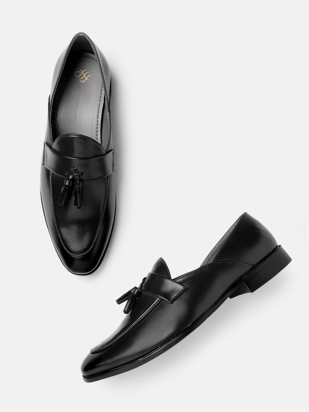 

House of Pataudi Men Handcrafted Formal Loafers, Black