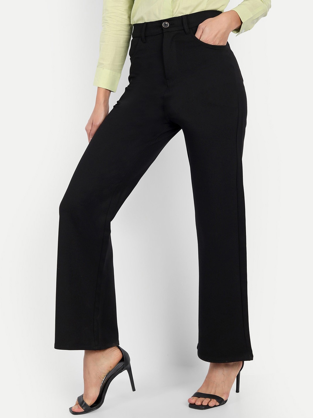 

Next One Women Relaxed Straight Leg Loose Fit High-Rise Easy Wash Trouser, Black