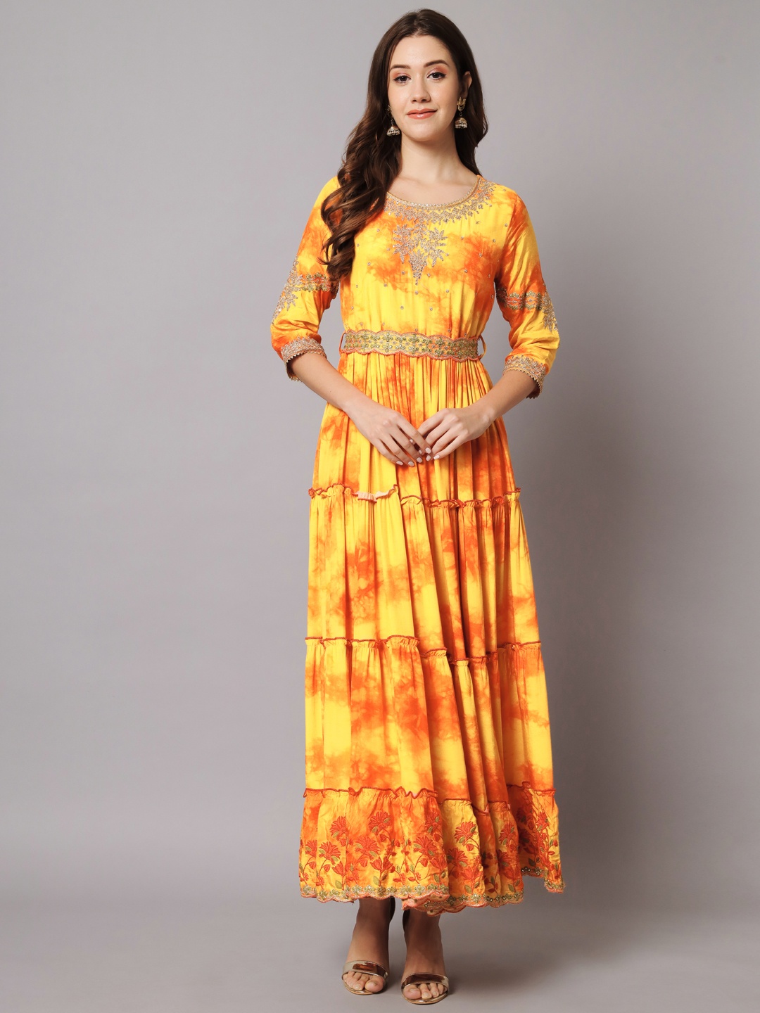 

Nehamta Dyed Maxi Cotton Ethnic Dress, Yellow