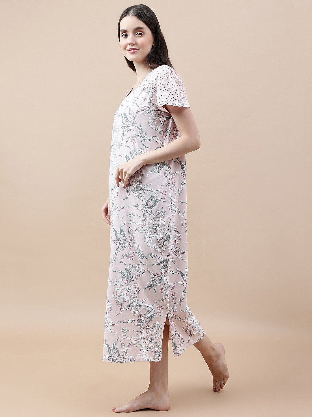 

Marks & Spencer Women Printed Maxi Nightdress, Pink