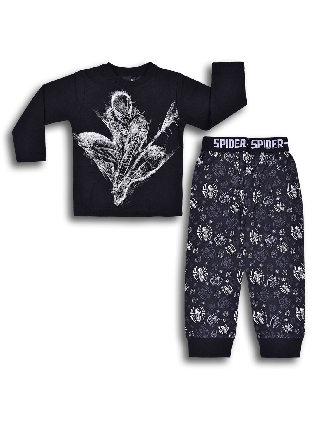 

Wish Karo Kids Spider Man Printed T-shirt with Trousers, Black