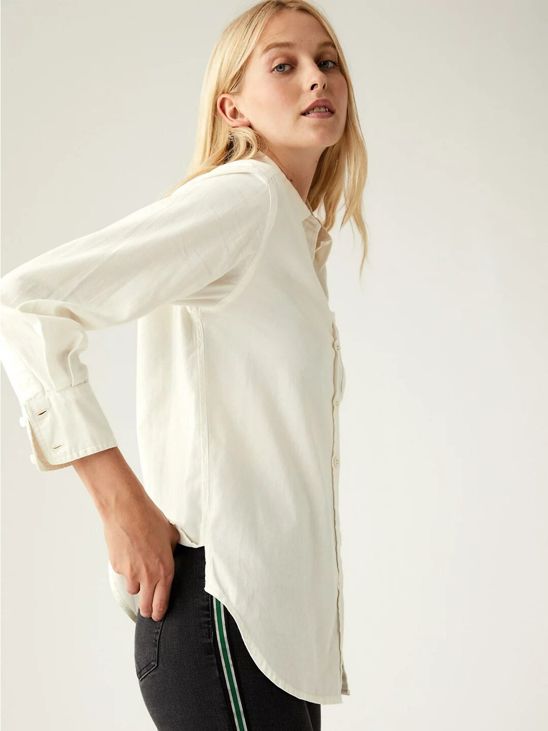 

Marks & Spencer Women Cotton Casual Shirt, White