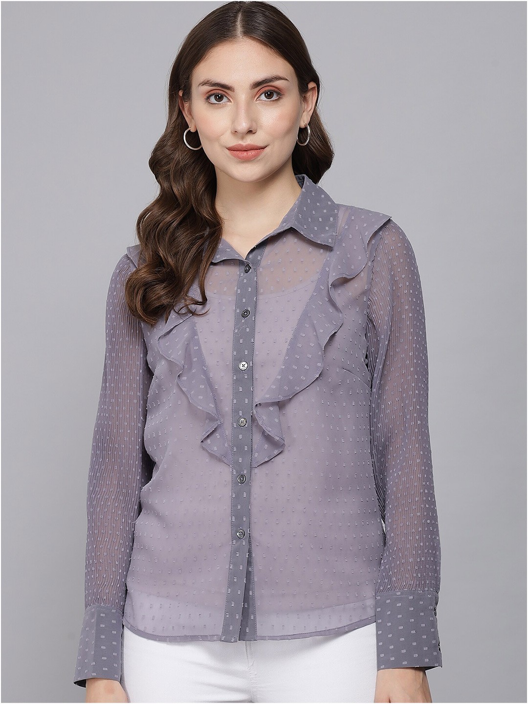 

Beatnik Women Cotton Casual Shirt, Grey