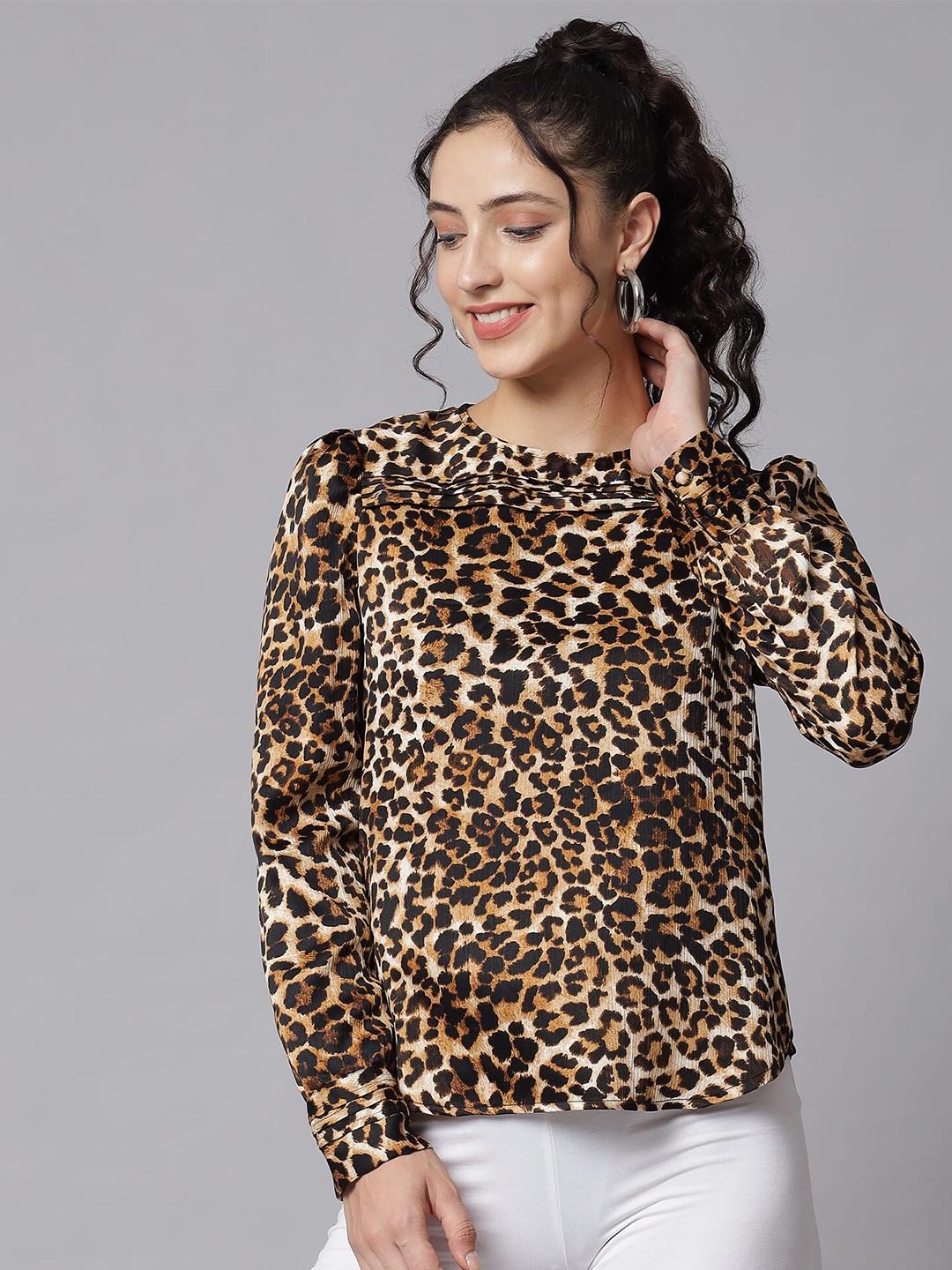 

Beatnik Animal Printed Top, Orange