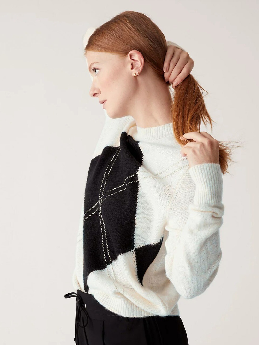 

Marks & Spencer Women Colourblocked Pullover, Cream