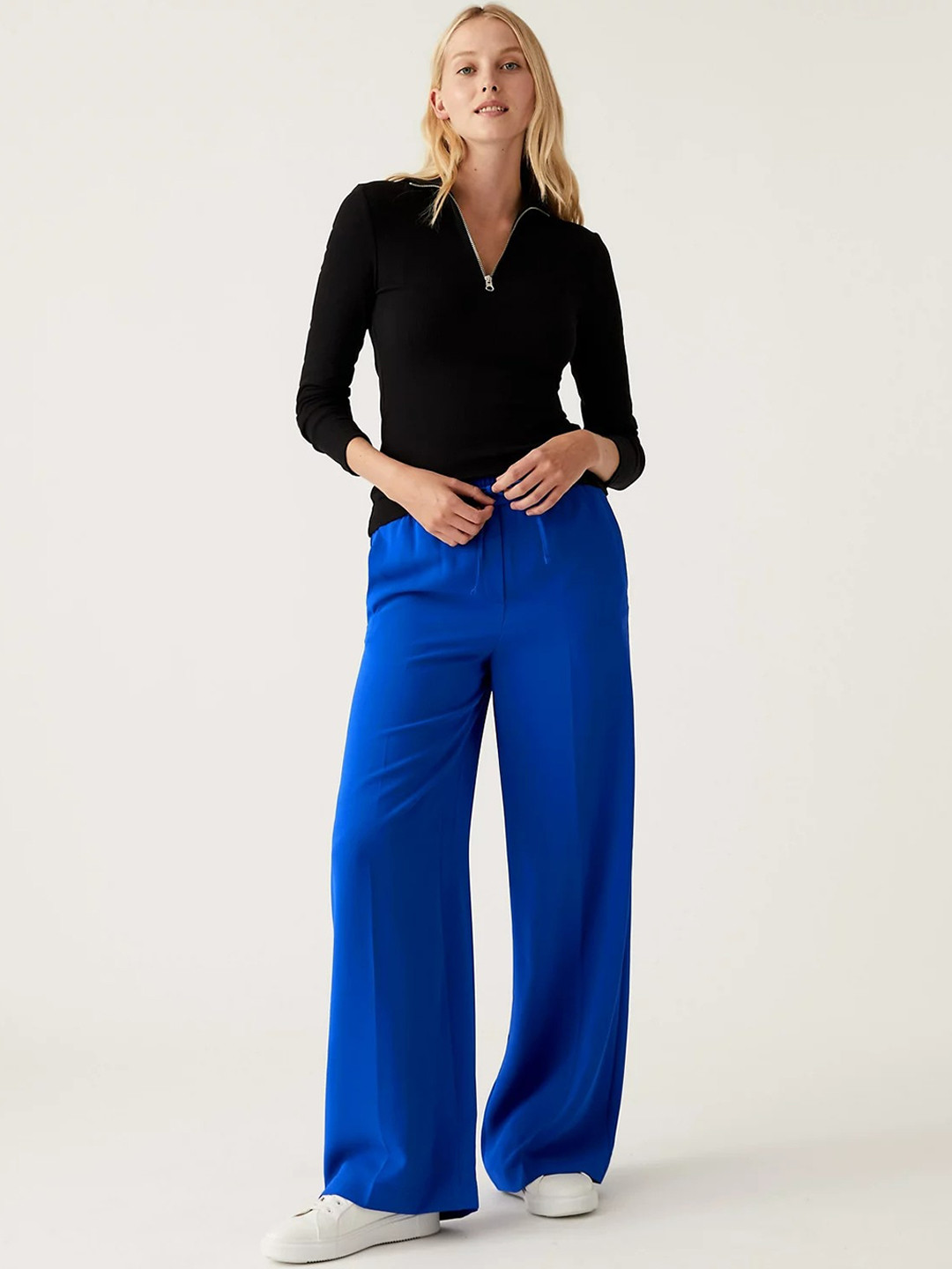 

Marks & Spencer Women High-Rise Parallel Trouser, Blue