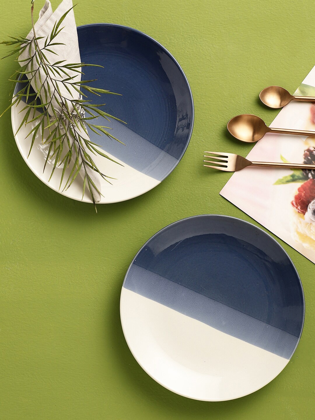 

VarEesha Falak Set of 6 Blue & White Printed Ceramic Glossy Dinner Plates