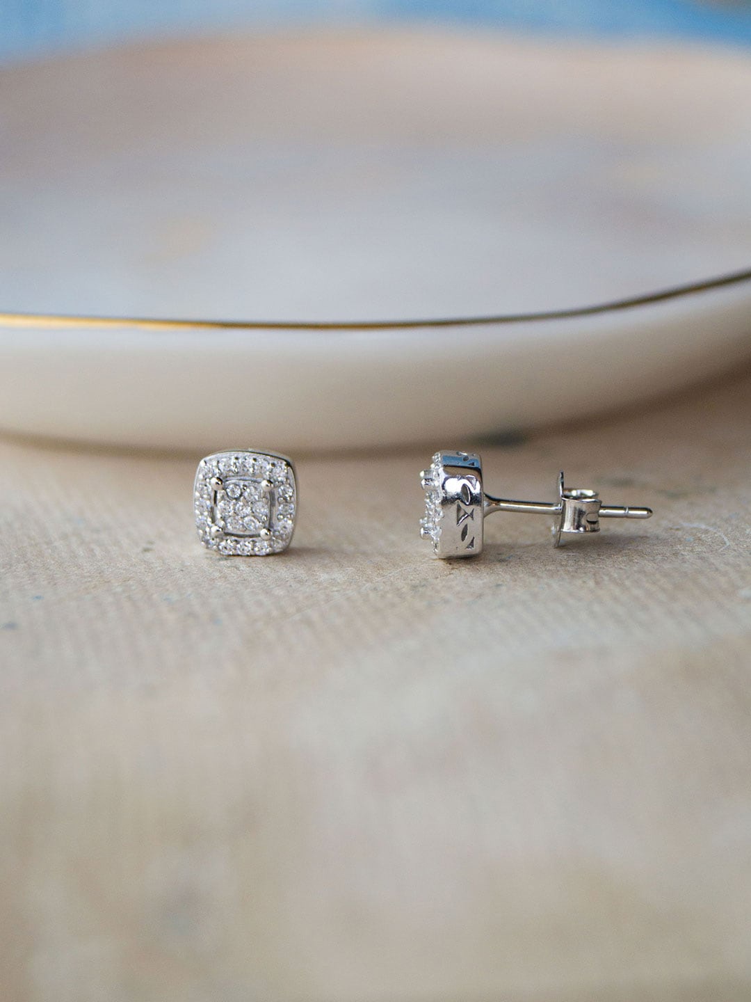 

MANNASH 925 Sterling Silver Square Studs Earrings